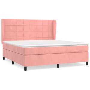 vidaXL Sommier à lattes de lit avec matelas Rose 180x200 cm Velours