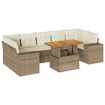 vidaXL Salon de jardin avec coussins 8 Pièces beige résine tressée