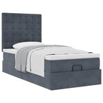 vidaXL Cadre de lit ottoman avec matelas gris foncé 80x200 cm velours