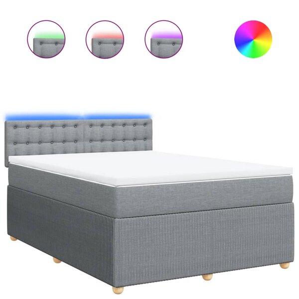 vidaXL Sommier à lattes de lit avec matelas Gris clair 140x190cm Tissu