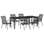 vidaXL Ensemble de salle à manger pour jardin 7 Pièces Noir
