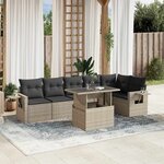 vidaXL Salon de jardin avec coussins 7 Pièces gris clair résine tressée