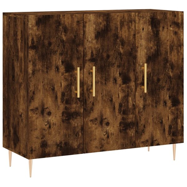 vidaXL Buffet chêne fumé 90x34x80 cm bois d'ingénierie