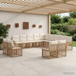 vidaXL Ensemble de canapés d'extérieur 13 Pièces Blanc Naturel et Crème
