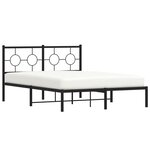 vidaXL Cadre de lit métal sans matelas avec tête de lit noir 135x190cm
