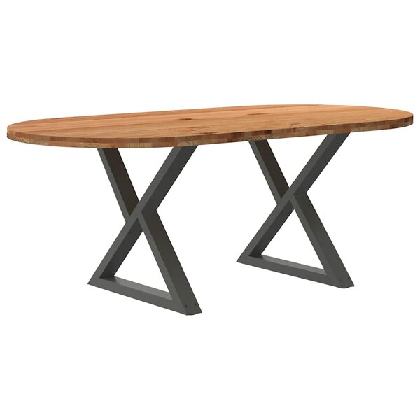 vidaXL Table à manger marron clair bois de chêne massif ovale