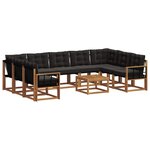 vidaXL Ensemble de canapés d'extérieur 10 pc Naturel et Noir