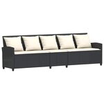 vidaXL Salon de jardin 4 Pièces avec coussins noir résine tressée