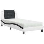 vidaXL Cadre de lit sans matelas Zadar blanc et noir 90x200 cm similicuir