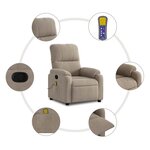 vidaXL Fauteuil inclinable de massage taupe tissu microfibre
