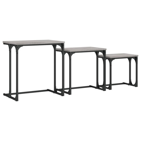 vidaXL Tables basses gigognes 3 Pièces sonoma gris bois d'ingénierie