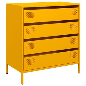 vidaXL Buffet jaune moutarde 68x39x73 5 cm acier laminé à froid