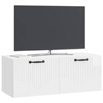 vidaXL Meuble TV mural Montage mural Blanc brillant 78 5 x 31 x 30 cm