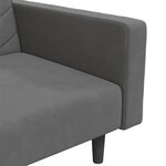 vidaXL Canapé-lit à 2 places avec deux oreillers Gris foncé Velours