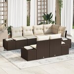 vidaXL Ensemble de Canapé de Jardin de 7 Pièces avec Coussins Marron en Rattan Poly