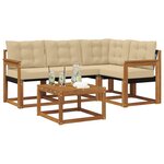 vidaXL Ensemble de canapés d'extérieur 5 Pièces Naturel et Beige
