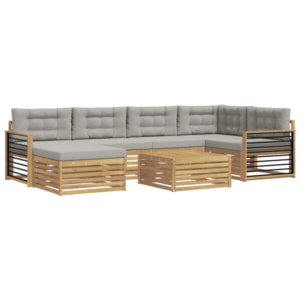 vidaXL Ensemble de canapés d'extérieur 7 pc Blanc et gris clair