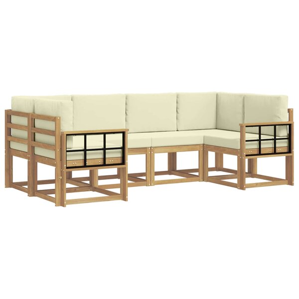 vidaXL Ensemble de canapés d'extérieur 6 pc Blanc et crème