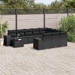vidaXL Salon de jardin 11 Pièces avec coussins noir résine tressée