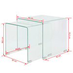 vidaXL Ensemble de tables gigognes 2 Pièces Verre trempé Transparent