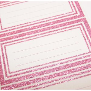 12 étiquettes adhésives scolaires - Rectangle rose - Paillettes