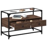 vidaXL Meuble TV avec dessus en verre chêne marron bois d'ingénierie
