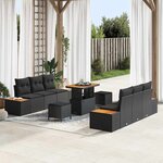 vidaXL Ensemble de canapé de jardin 9 Pièces Noir 90 x 55 x 71 cm