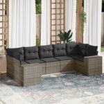 vidaXL Salon de jardin avec coussins 7 Pièces gris résine tressée