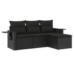 vidaXL Salon de jardin 4 Pièces avec coussins noir résine tressée
