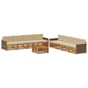 vidaXL Ensemble de canapés d'extérieur 9 pc Naturel et Beige