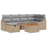 vidaXL Ensemble de Canapé de Jardin de 7 Pièces avec Coussins Beige Poly Rattan