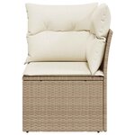 vidaXL Canapé d'angle de jardin avec coussins beige résine tressée