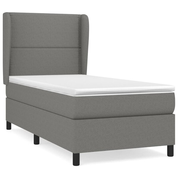 vidaXL Sommier à lattes de lit avec matelas Gris foncé 80x200 cm Tissu
