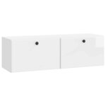 vidaXL Meuble TV mural 98 x 31 x 30 cm Blanc brillant