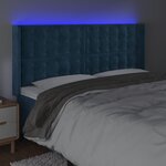vidaXL Tête de lit à LED Bleu foncé 163x16x118/128 cm Velours