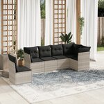 vidaXL Salon de jardin 6 Pièces avec coussins gris clair résine tressée
