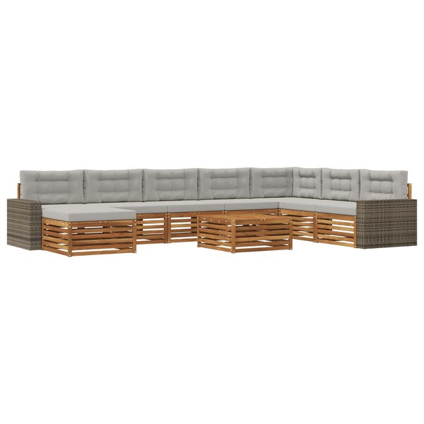 vidaXL Ensemble de canapés d'extérieur 9 pc Naturel et gris clair