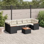 vidaXL Salon de jardin 8 Pièces avec coussins noir résine tressée