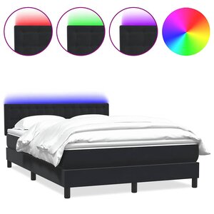 vidaXL Sommier à lattes de lit avec matelas et LED noir 160x220 cm velours