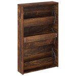 vidaXL Armoire à chaussures miroir 3 niveaux Chêne fumé 63x17x102 5 cm