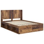 vidaXL Cadre de lit avec rangement et tête de lit Bois ancien