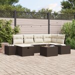 vidaXL Ensemble de Canapés de Jardin 7 pièces avec coussins marron en poly rattan