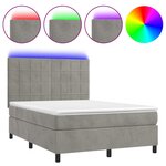 vidaXL Sommier à lattes de lit matelas et LED Gris clair 140x200 cm