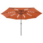 vidaXL Parasol d'extérieur avec LED et mât en métal 400 cm Terre cuite