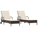 vidaXL Chaises longues avec coussins lot de 2 marron résine tressée
