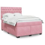 vidaXL Sommier à lattes de lit avec matelas Rose 160x200 cm Velours
