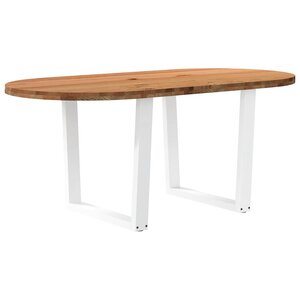 vidaXL Table à manger marron clair bois de chêne massif ovale