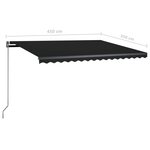 vidaXL Auvent manuel rétractable avec LED 450x350 cm Anthracite