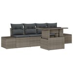 vidaXL Canapé de jardin 5 pièces avec coussins gris poly rotin