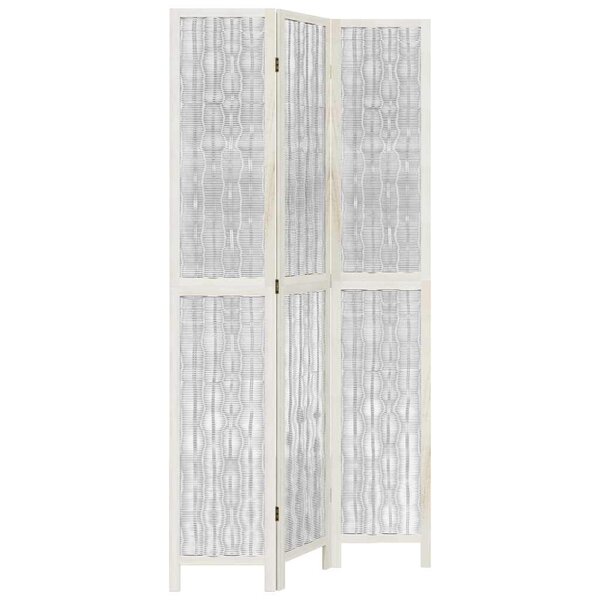 vidaXL Cloison de séparation 3 panneaux blanc bois de paulownia massif